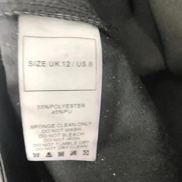 Manière De Voir Pants Womens 8 Black Faux Leather Cargo Moto Y2K Streetwear - Picture 4 of 16